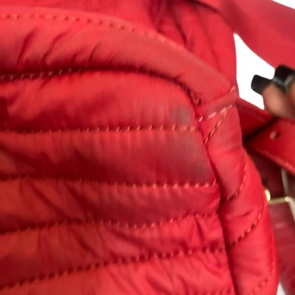 Tory Burch Red Backpack Leather Quilted Nylon Bag - Picture 7 of 13